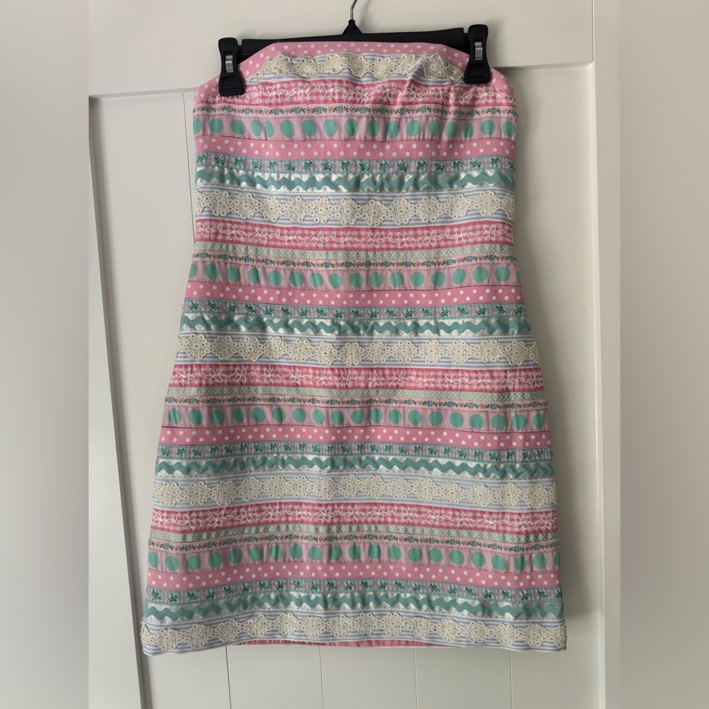 Lilly Pulitzer Pastel colored Strapless Dress, size 4